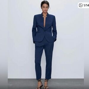 Zara Navy Pinstripe Women's Suit Pants